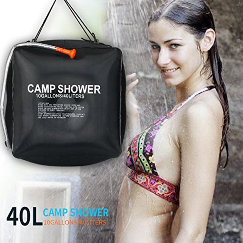 40L shower bag outdoor solar bathing water bag bathing camping wash cross-border hot selling heat absorption waterproof PVC