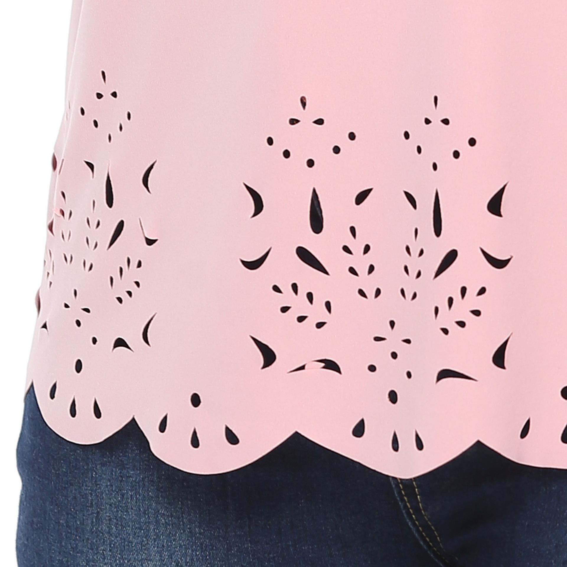 Cross-border plus size women's solid color burnt flower hollow wave edge simple casual round neck short sleeve T-shirt top for women 10019