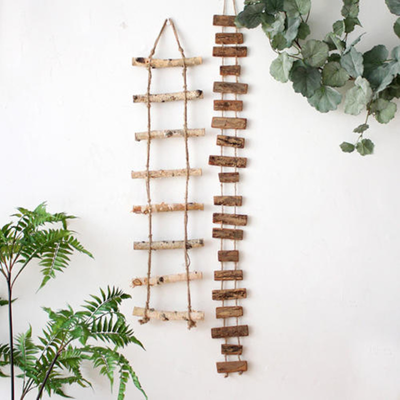 Creative hemp rope hanging ladder Cork ladder wood hanging ladder small wood ladder personality background decorations Nordic style