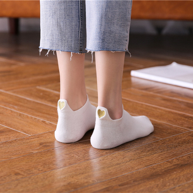 Korean version of wholesale distribution socks heel ears love embroidery women's boat Socks new summer socks invisible socks generation hair