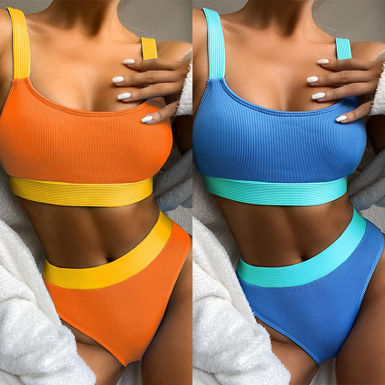 2021 New Bikini Outside Single Swimsuit European and American New Women Swimsuit Pit Solid Color Bikini Women B169