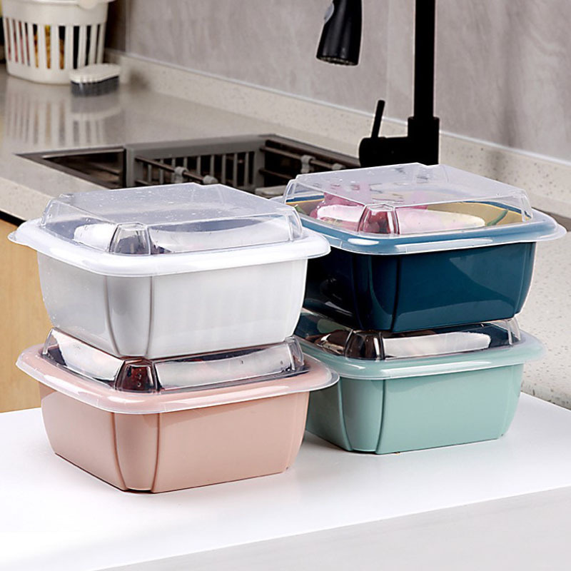 Double Layer Lid Plastic Draining Basket Sealed Fruit Grain Household Kitchen Dried Fruit Storage Box Fresh-keeping Box