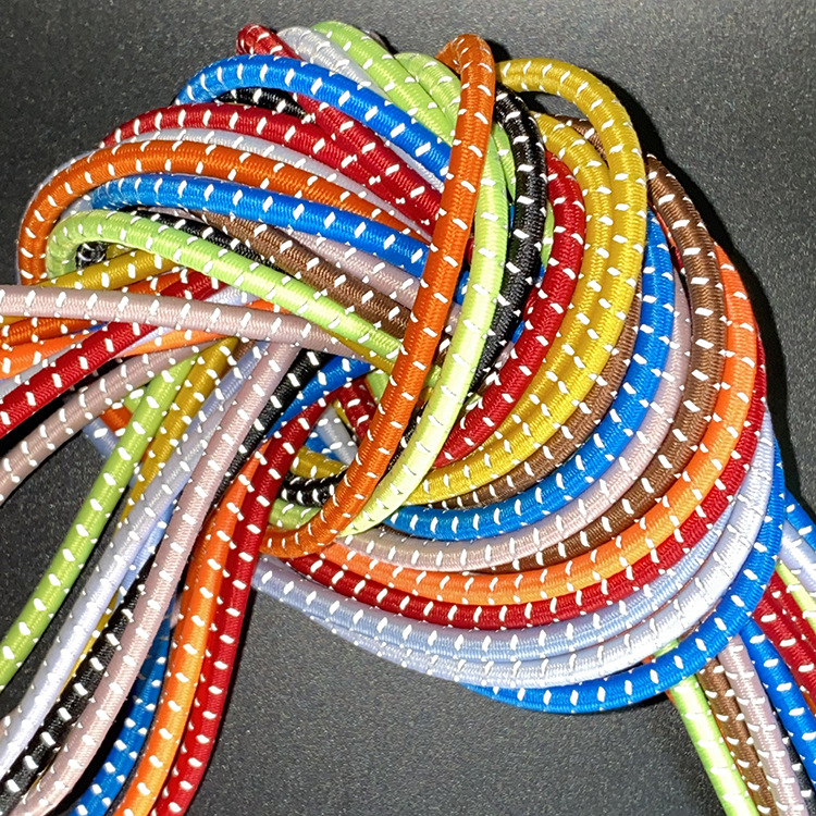 Factory direct supply spot 3mm latex elastic rope reflective elastic rope luminous color rubber rope reflective elastic rope