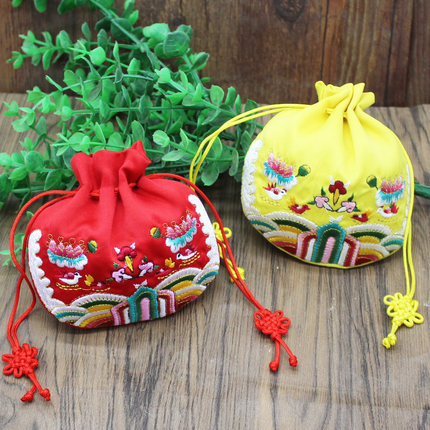 Dragon Boat Festival Single-sided Embroidery Mandarin Duck Water Semi-round Sachet Sachet Embroidery Quality Sachet Empty Bag Double-layer Bundle Pocket