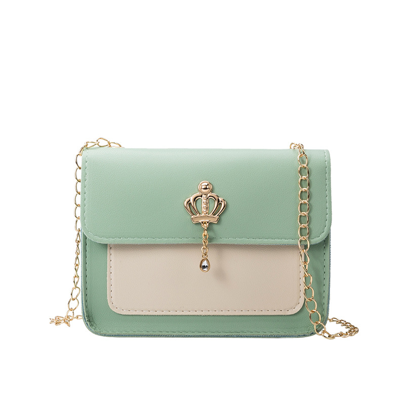 Foreign Trade Women's Bag 2022 Summer and Autumn New Macaron Mobile Phone Bag Crown Jewelry Chain Small Square Bag Single Shoulder Crossbody Bag