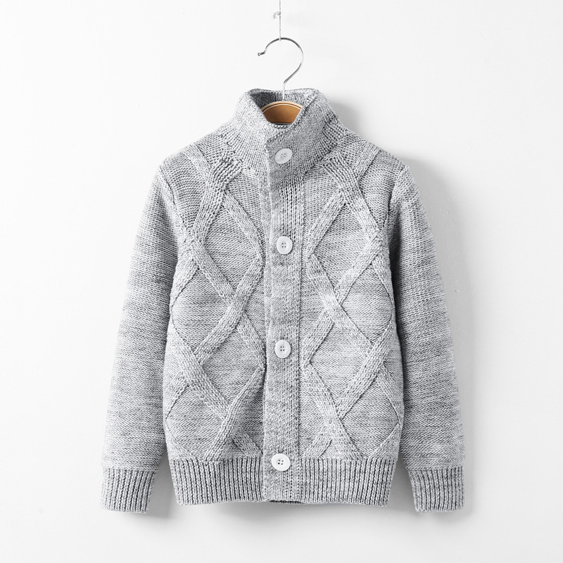 Children's sweater coat autumn and winter 2-11 years old baby sweater warm guest children's wool high collar cardigan a generation of hair