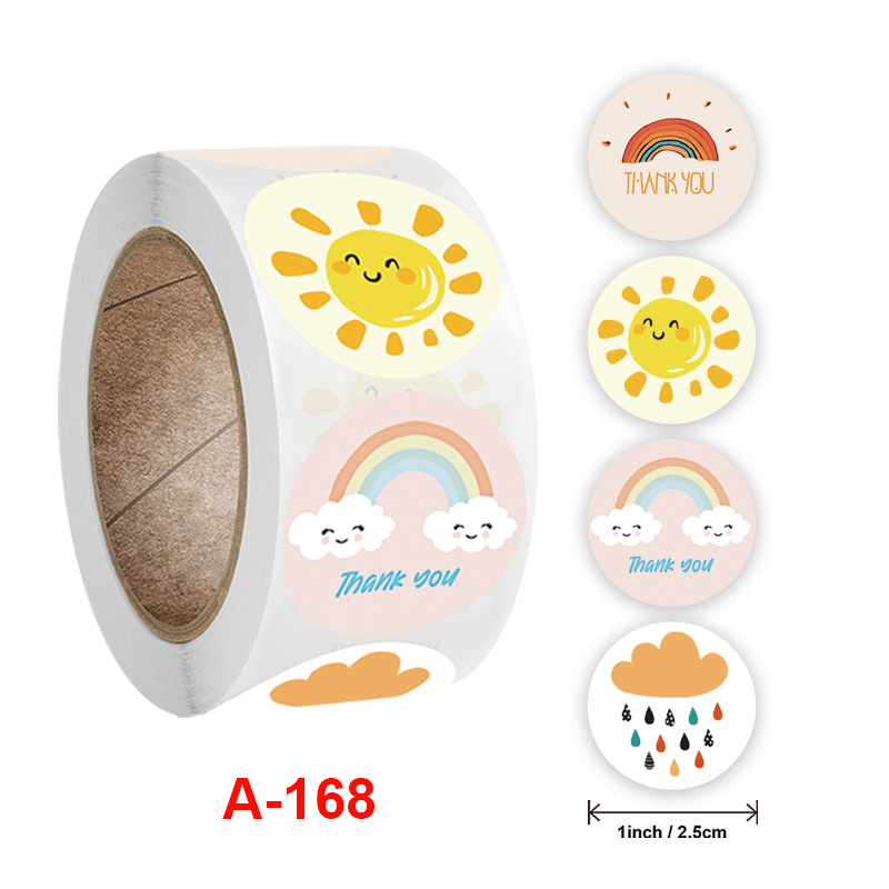 Cross-border best-selling round floral thank you stickers roll-packed small business bag mailing supplies handmade stickers