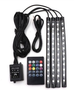 Car LED decorative atmosphere light 12smd colorful voice control atmosphere light one drag four colorful atmosphere light USB