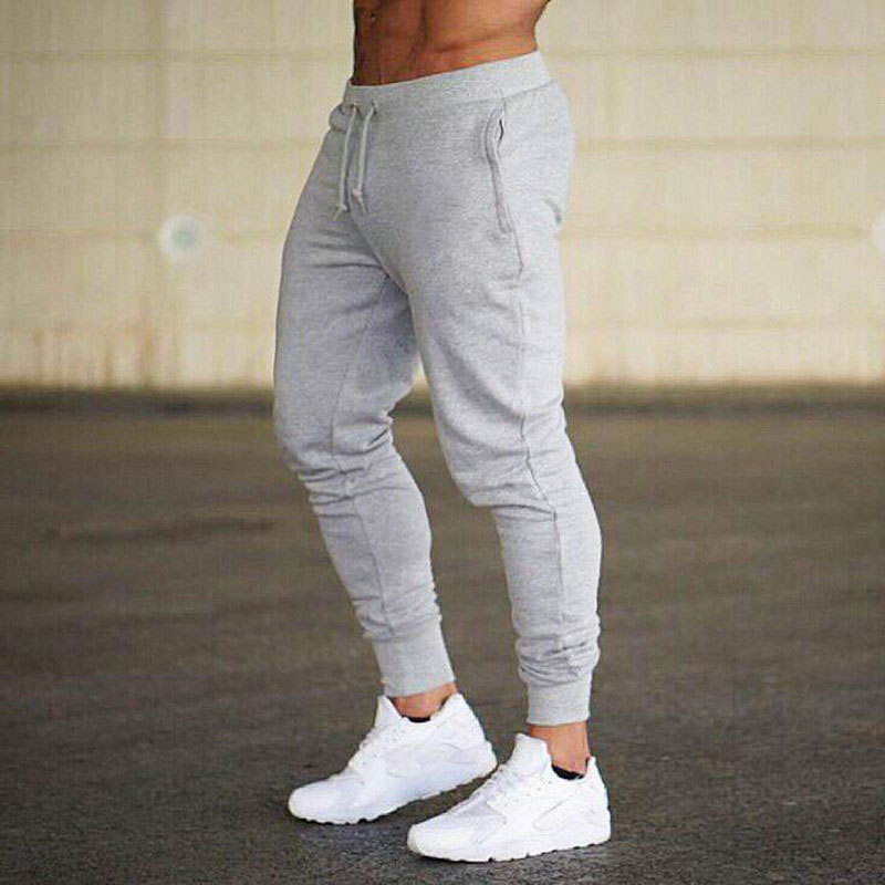 Foreign Trade Thin Slim-fit Sports Pants Men's European and American Running Fitness Football Foot Casual Tether Tight Training Pants for Men