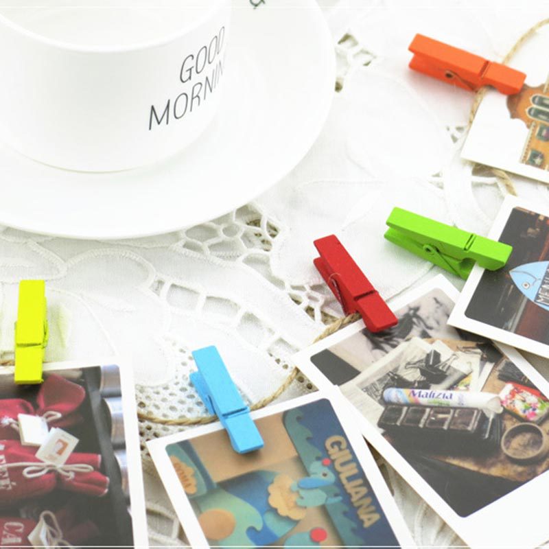 Colorful wooden clip DIY handmade decorative wooden clip photo clip hemp rope wooden clip sealing clip