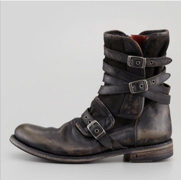 2021 new foreign trade cross-border round head belt buckle side zipper thick heel casual men's short boots large size wholesale_voghion.com