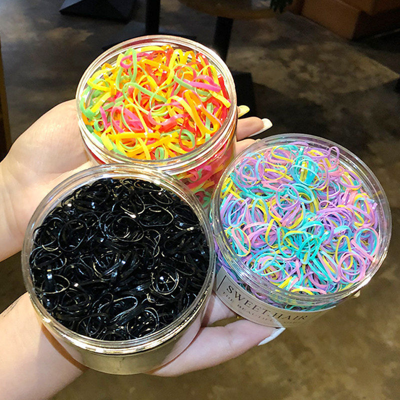 Children disposable rubber band boxed black color rubber band jelly color hair rope small leather hair rope jewelry wholesale