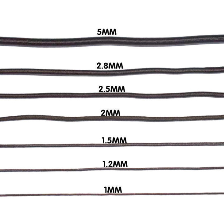 Factory Shimao 1.0mm-17mm black latex elastic rope trampoline rubber rope round elastic leather rope beaded rope