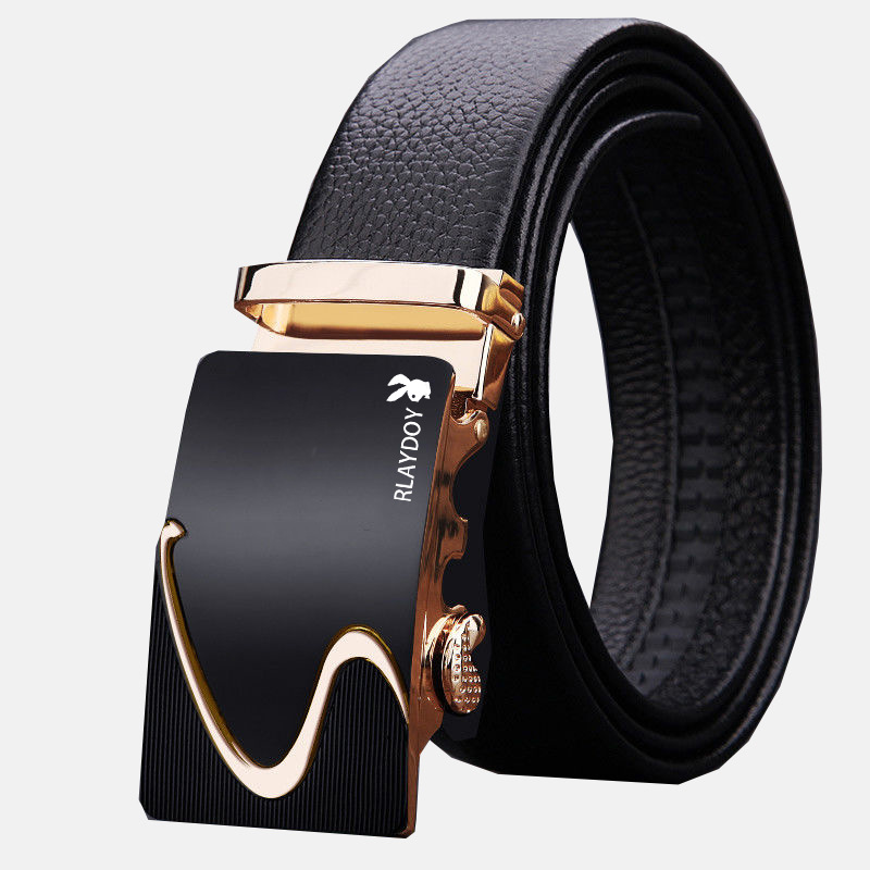 Childe Men's Belt Litchi Pattern Belt Casual Youth Automatic Buckle Suit Pants Belt All-match Automatic Buckle Belt