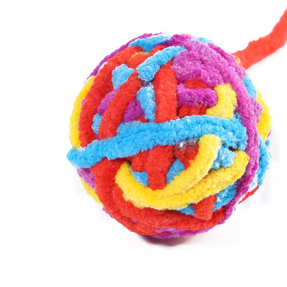 Cat toy ball cat interactive play wool QQ ball molars play with 40cm tail multi-color optional