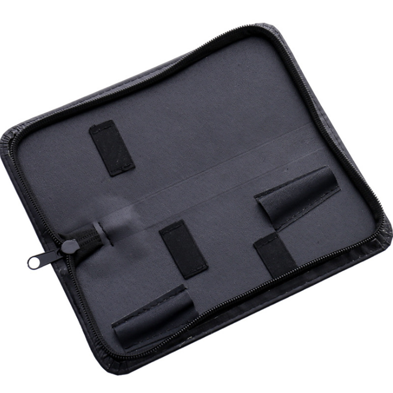 Haircut Scissors Leather Bag logo Factory Wholesale 2 Pack Black Leather Professional Hairdressing Scissors Storage Bag