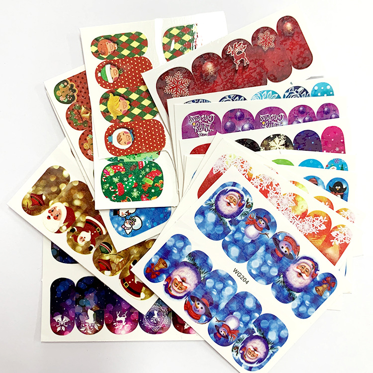 Cross-border supply nail stickers winter cartoon Christmas wind snowflake nail stickers color snowman water transfer flower stickers