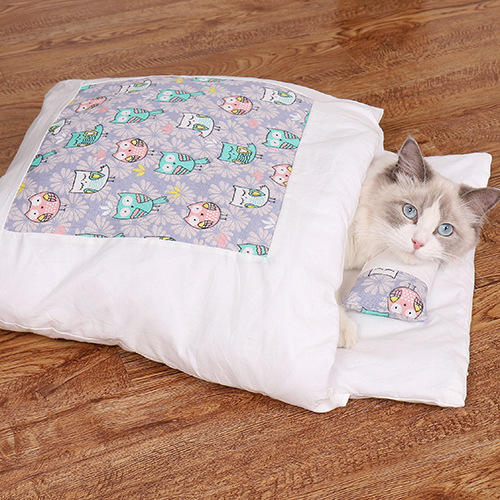 日本式の猫の猫の寝袋の閉鎖式は猫の布団を分解して洗うことができます。|undefined