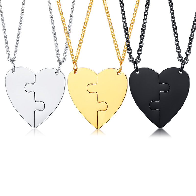 Amazon jewelry parent-child friendship 4-person pendant titanium steel heart-shaped friendship pendant two-piece jewelry PBF-016
