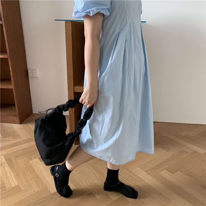 Canvas Bag Women's Korean-style Single-shoulder Pleated Drawstring Canvas Bag Small Fresh Artistic Solid Color Portable Crossbody Casual Women's Bag_voghion.com