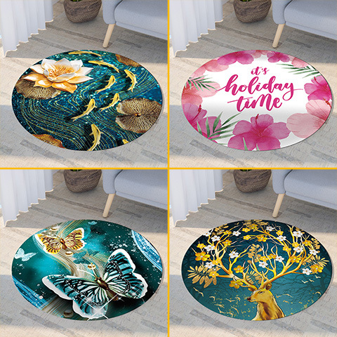 Nordic Round Computer Chair Hanging Basket Carpet Modern Fashion Floor Mat Cloakroom Living Room Bedroom Bedside Mat Washable