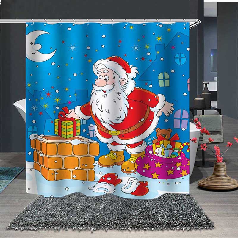 Direct supply cross-border hot Christmas 3D digital printing shower curtain partition curtain polyester waterproof mildew proof shower curtain a generation of hair