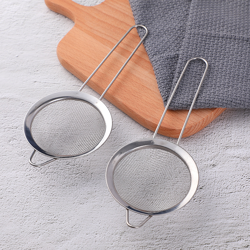 Stainless Steel Colander Kitchen Household Mesh Leakage Oil Fishing Spoon Soybean Milk Pointed Ear Mesh Leakage Flour Filter Mesh Sieve