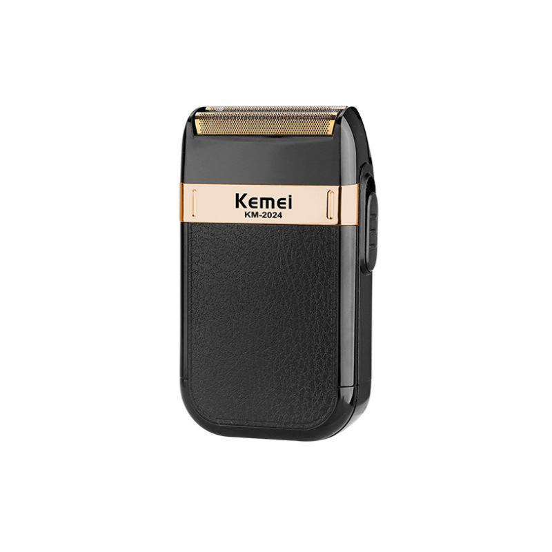 Kemei KM-2024 new cross-border USB charging reciprocating dual-grid shaver gold and silver blade mesh whole body washable