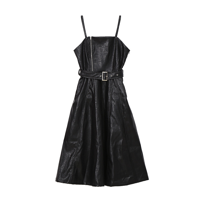 Quality 2021 Spring Light Mature Elegant French Style Elegant European and American Style Slim-fit PU Dress for Women