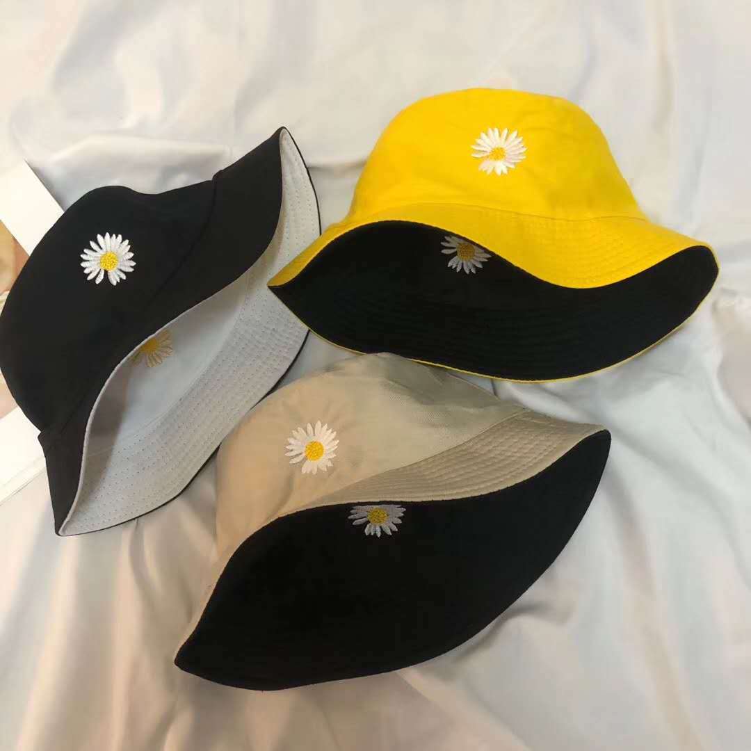 Daisy double-sided fisherman hat Japanese style all-match chrysanthemum hat men's and women's outdoor street style sun hat basin hat
