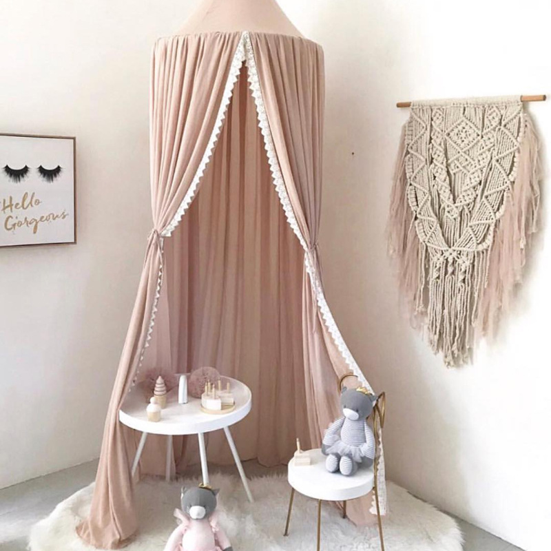 Ins Nordic Style Chiffon Lace Dome Mosquito Net Children's Room Chiffon Lace Dome Mosquito Net Bed Mantle Decoration