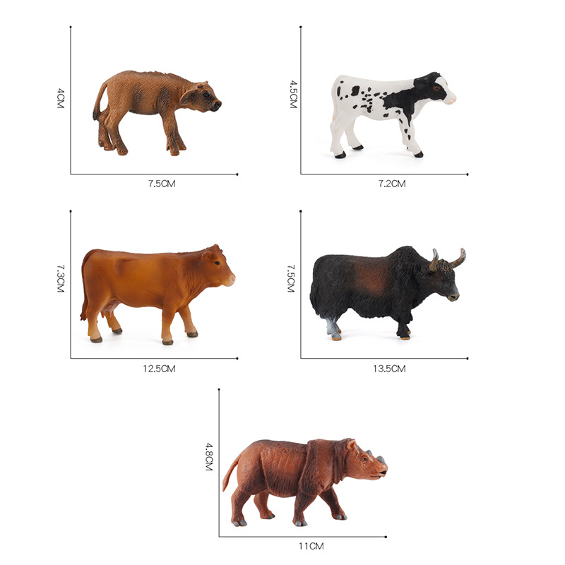 仿真野生动物牛模型水牛牦牛犀实心静态科教手办奶牛家禽动物批发