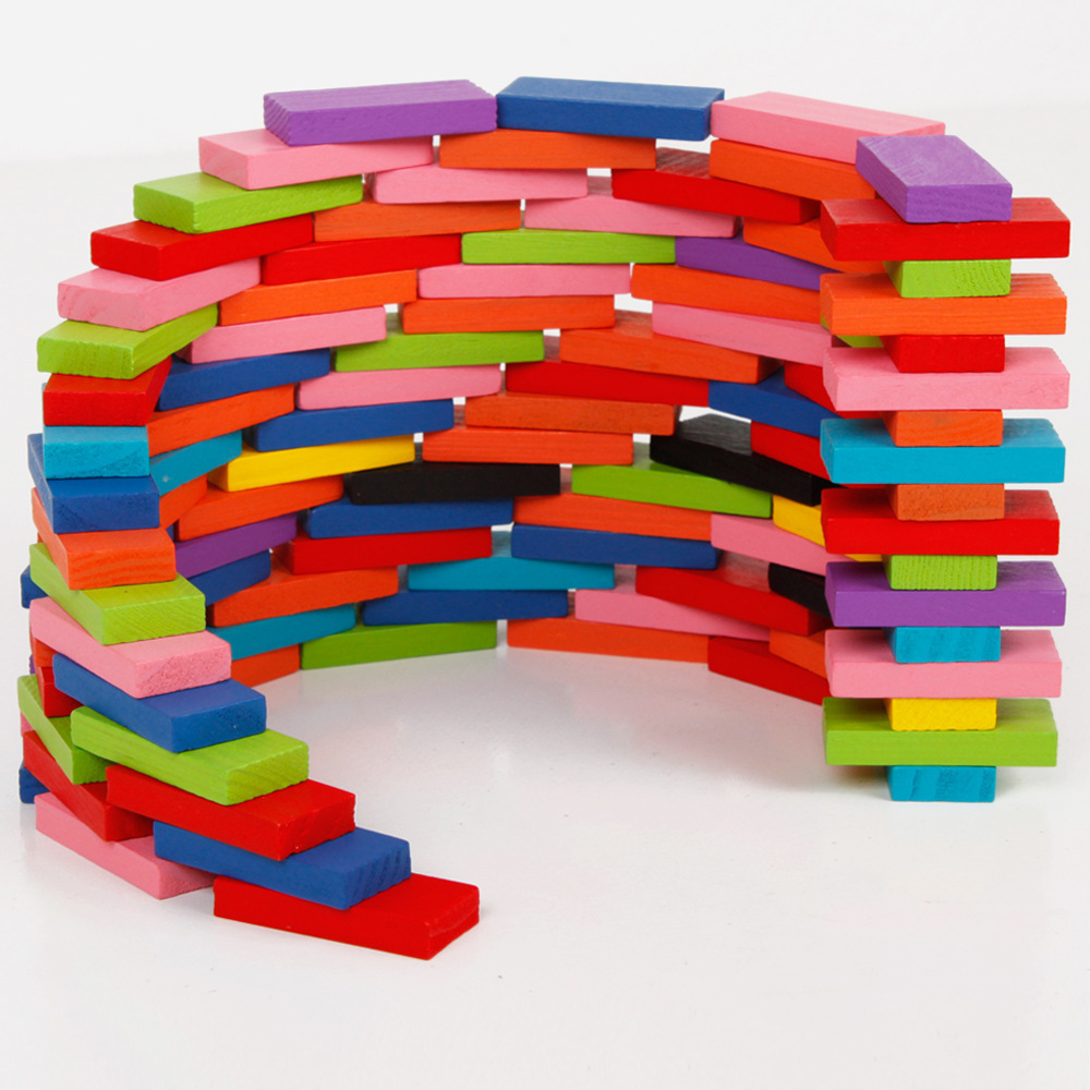 Factory direct pine color building blocks standard 120 children's educational early education wooden toys dominoes