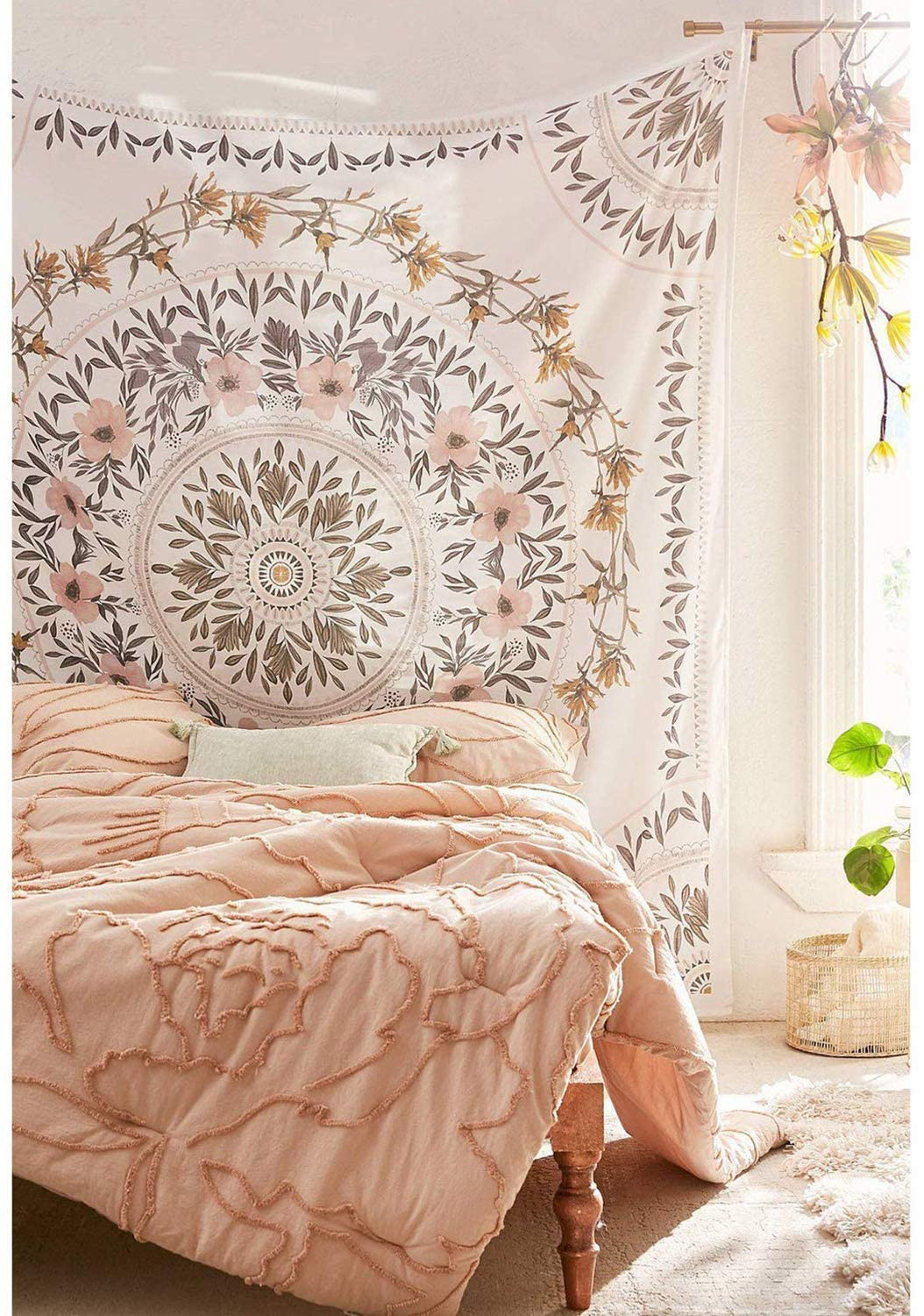 Zhiyu Bohemian Mandala wall hanging tapestry, Indian art printing mural bedroom living room dormitory