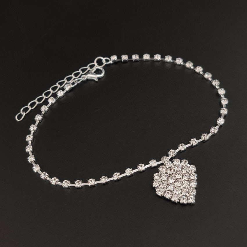 European and American Fashion Personality Love Diamond Anklet Exotic All-match Sexy Heart-shaped Anklet