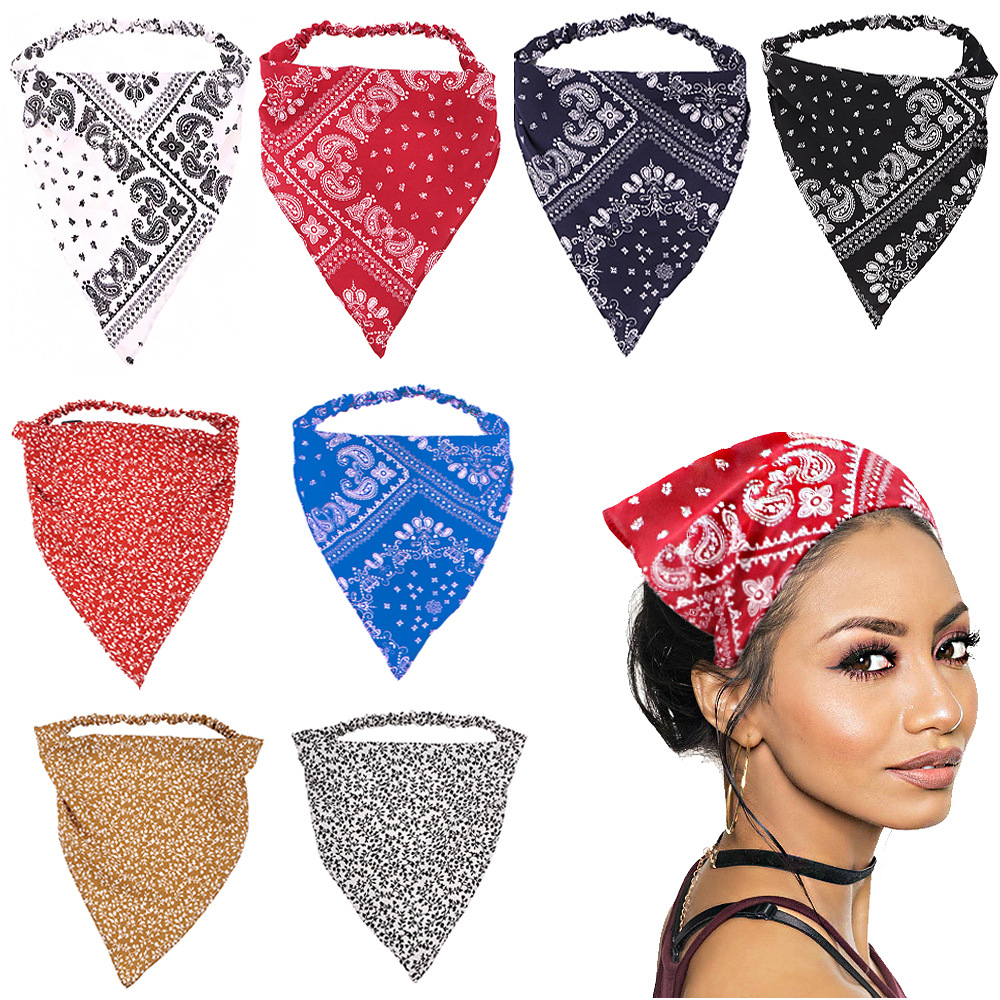 Amazon cashew hair band summer beach sun protection headscarf bohemian fashion cashew elastic triangle headdress
