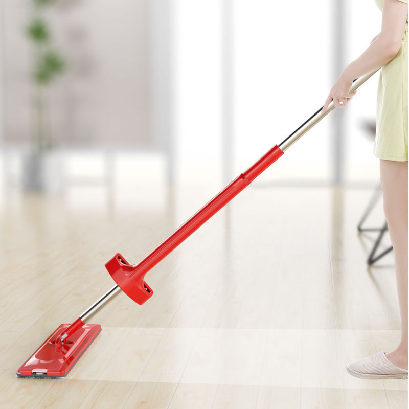 New Red Large Panel Lazy Mop Home Wooden Wooden and Dry Dual-Use Hand-Washable Flat Mop