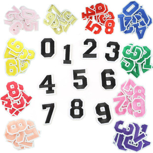 Embroidered cloth stickers 0 to 9 black and white color digital patch school uniform number clothing accessories badge computer embroidery logo