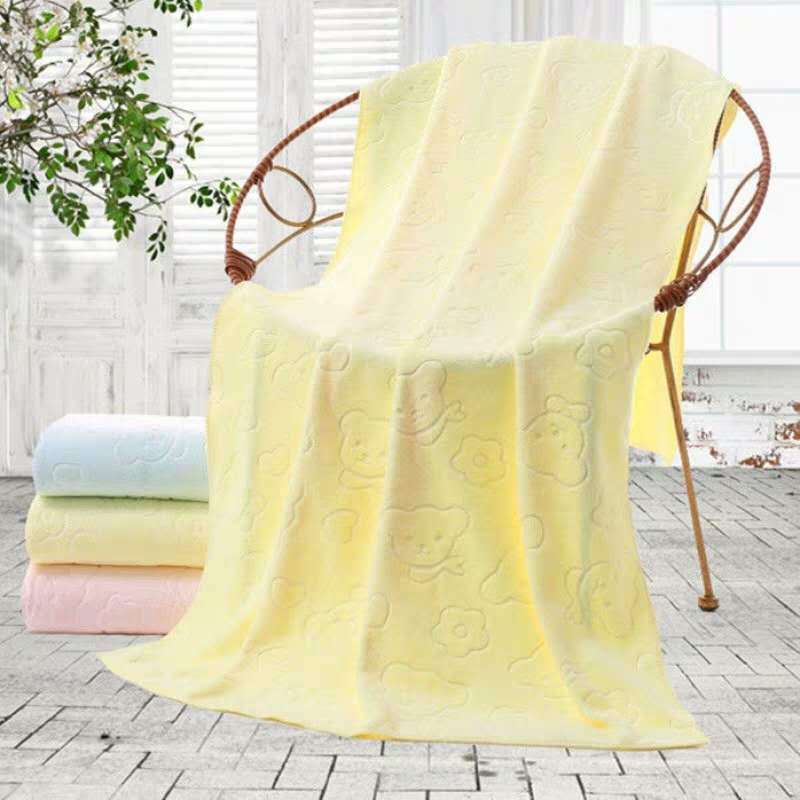 [Factory wholesale] 150 grams of nano microfiber bear embossed 70*140 bath towel soft and comfortable quick-drying