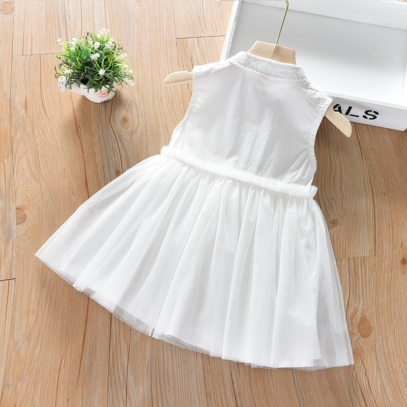 Girls' Dress White Skirt 2021 New Korean Style Lace Princess Dress Baby Super Foreign Air Vest Vest Dress Summer Dress