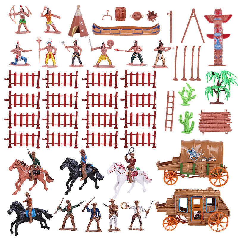 Cross-border direct supply modern Indian model decoration Western cowboy carriage simulation decoration scene character sand tool