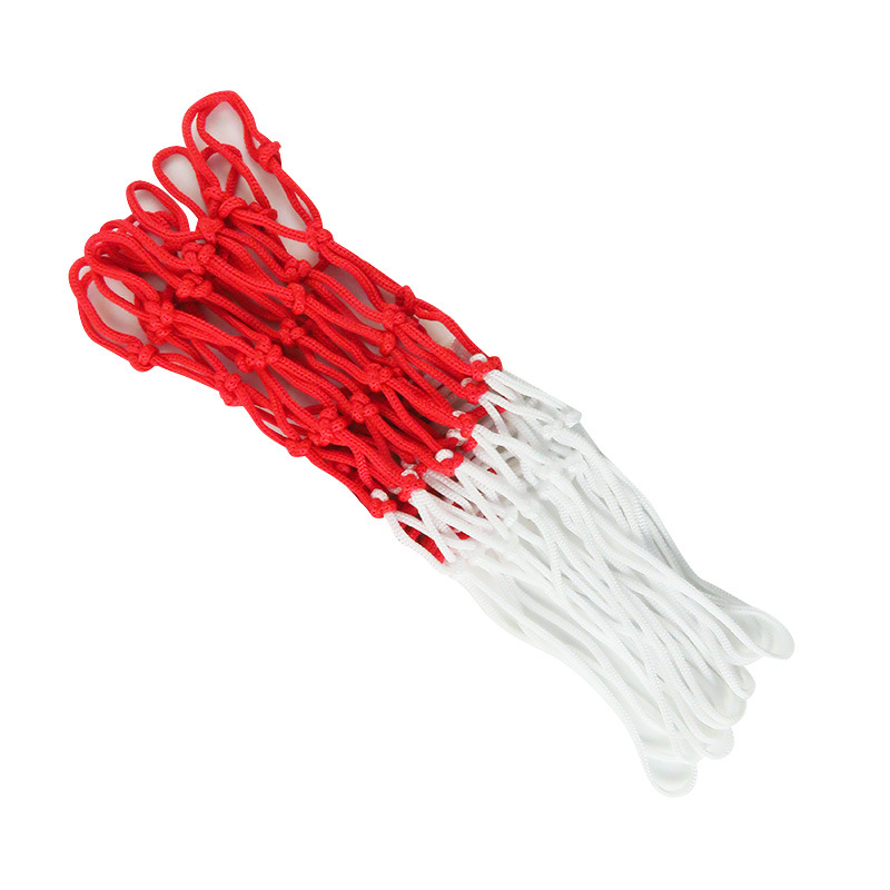 Standard size professional game basketball net red White blue three-color woven polypropylene round crocheted rope net in stock sales