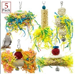 Parrot supplies toy bird toy paper silk toy suit brushed grass toy 5-Piece Set 115g