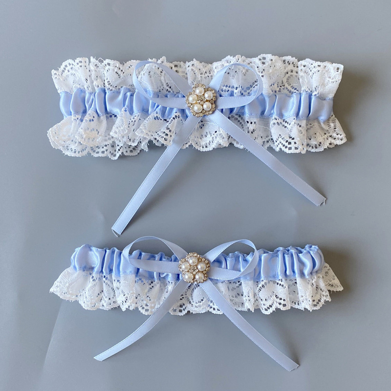 New Western wedding supplies lace Blue Pearl bridal Garter leg decoration Garter