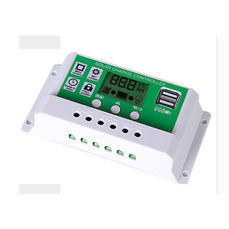Green face white shell 12V10A lithium lead-acid battery solar controller PWM charge and discharge solar controller