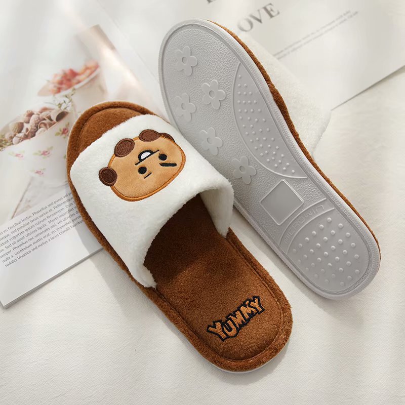 Spring and Autumn Women's Fish Mouth Slippers Sheep Love Indoor Suede Open Toe Non-slip Soft Bottom Drag