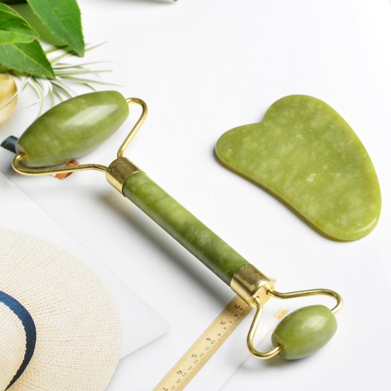 New Xuyan Jade Double-Headed Stone Roller Facial Care Meridian Gua Sha Board Portable Massage Jade Roller