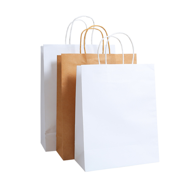 Spot Kraft paper bag handbag takeaway packing bag gift bag hand carrying clothing shopping packaging bag printed logo