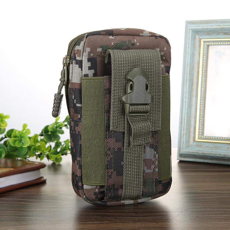 Men's canvas zipper waist bag mobile phone bag camouflage buckle coin purse mobile phone bag wear belt waist bag wholesale