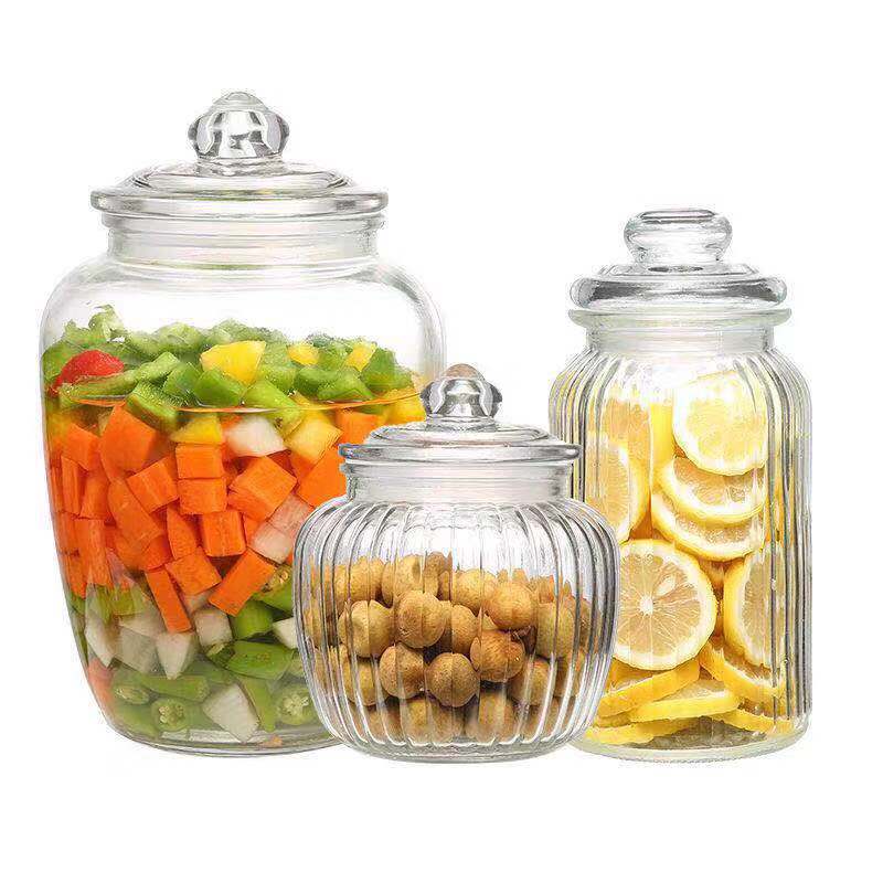 Glass Bottle Sealed Jar with Lid Household Pickles Jar Tea Jar Thickened Pickled Vegetable Jar Food Storage Jar